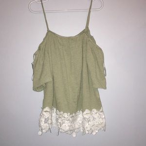 Charlotte Russe Green and white flower top
